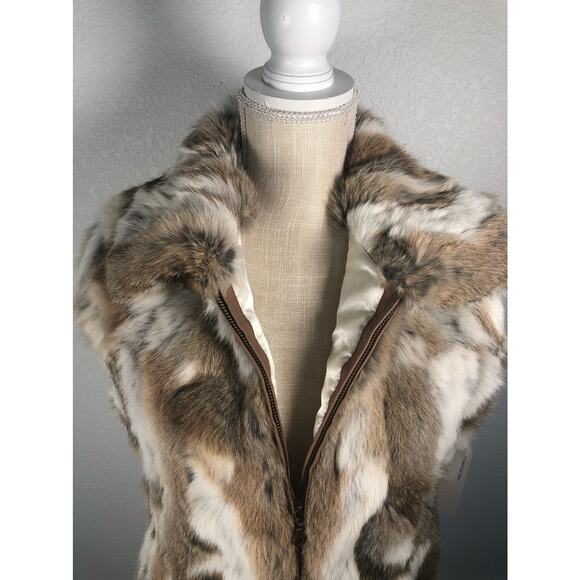 Surell Rabbit Fur Vest in White Heather - S/M - Picture 2 of 5